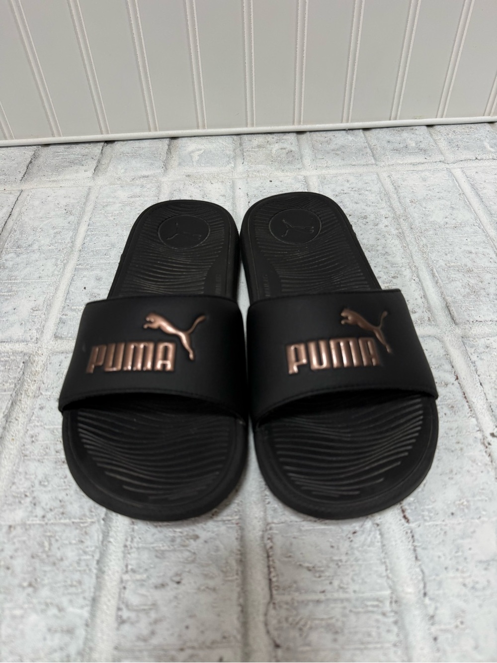 PUMA Womens Cool Cat 2.0 Slide Sandals in Black Rose Gold - Picture 3 of 8